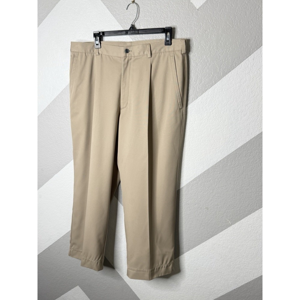 Nike Golf Men's 198586 Tan Pleated FitDry Cuffed Golf Pants 36x28 Tailored READ